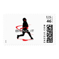 Bring it Red Batter Softball Postage Stamp