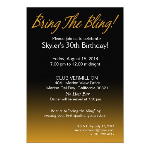 Bring the Bling Sparkle 30th Birthday | gold Announcements