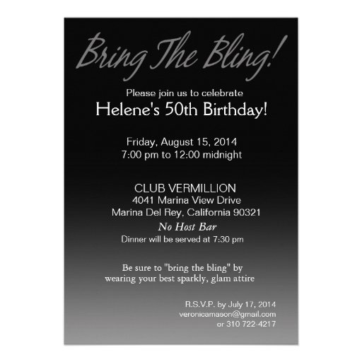 Bring the Bling Sparkle 50th Birthday | silver Custom Invites