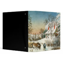 Bringing Home the Logs, Winter Landscape Binder