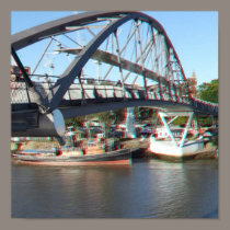 Brisbane River Pedestrian Crossing in 3D Anaglyph posters