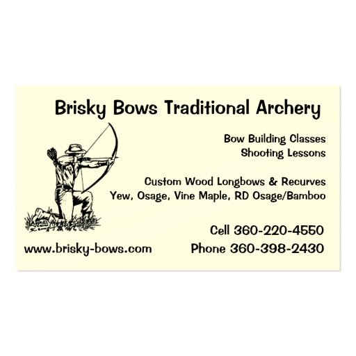 Brisky Bows Archery Business Card Templates (front side)
