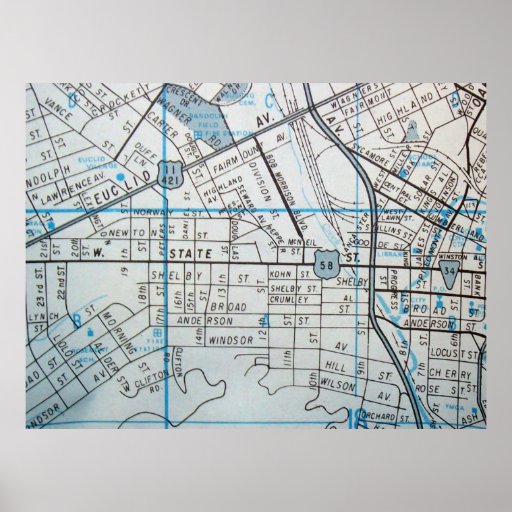 Bristol, VA Vintage Map Poster Zazzle