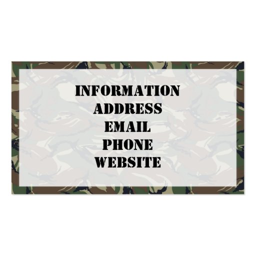 British 95 Forest Green Camouflage Business Card Template (back side)