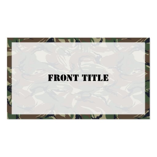 British 95 Forest Green Camouflage Business Card Template (front side)