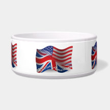 British-American Waving Flag Dog Bowl