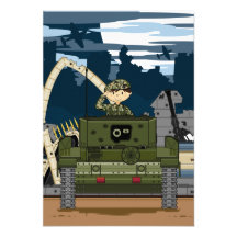 British Army Soldier and Tank Scene RSVP Card Custom Announcements