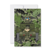 British Army Soldiers and Tank RSVP Card Custom Invite