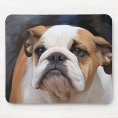 British Bulldog puppy Mouse Mat by Cazzies_Creations
