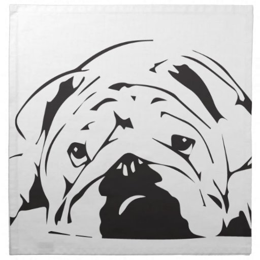 british-bulldog-stencil-cloth-napkin-zazzle