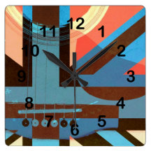 British classic rock - acoustic guitar wallclocks