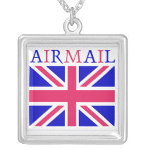 British Flag Airmail Stamp necklaces