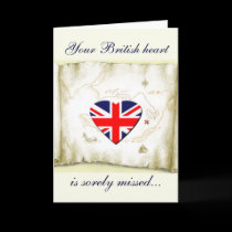 British Flag Heart/missing you+military cards