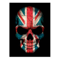 British Flag Skull on Black Post Card
