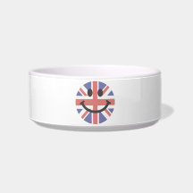 British Flag Smiley face Cat Food Bowl