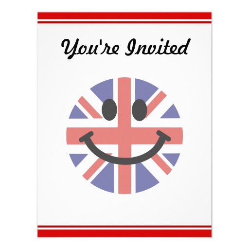 British Flag Smiley face Personalized Invitations