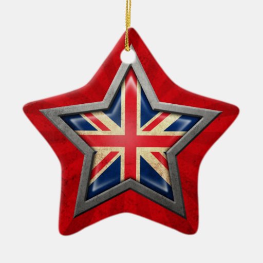 British Flag Star with Rays of Light Double-Sided Star Ceramic