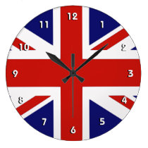 British flag wall clock with numbers at Zazzle