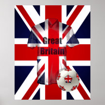 British Football Fans Soccer Jersey and Ball Posters