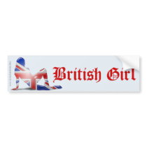 British Girl Silhouette Flag Bumper Stickers