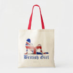 British Girl Silhouette Flag Tote Bags