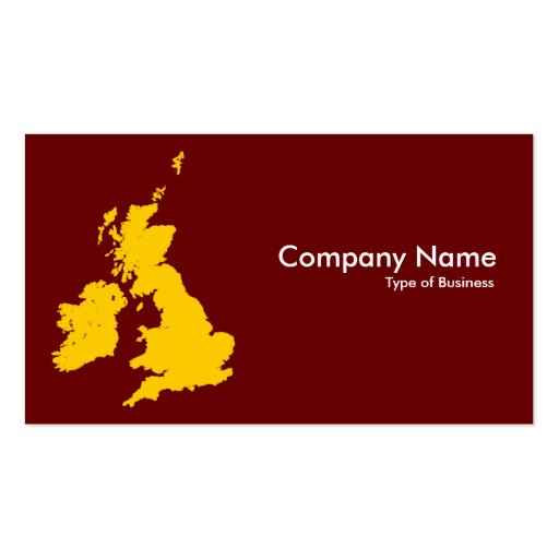 British Isles - Amber and Dark Maroon Business Card Template (front side)