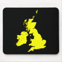 British Isles - Yellow on Black mousepads by artberry British Isles - Yellow on Black mousepads