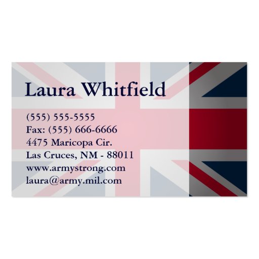 British Keep Calm Carry British Flag Business Card (front side)