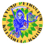 british petroleum blue plague round sticker