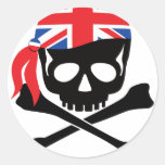 British Pirate Round Stickers