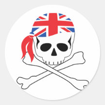 British Pirate Round Stickers