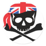 British Pirate Round Stickers