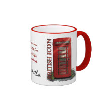 British Red Telephone Box Custom Mugs