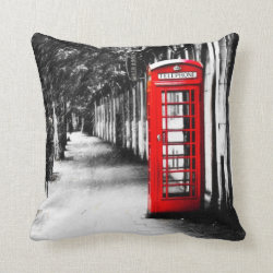 British Red Telephone Box from London Throw Pillow