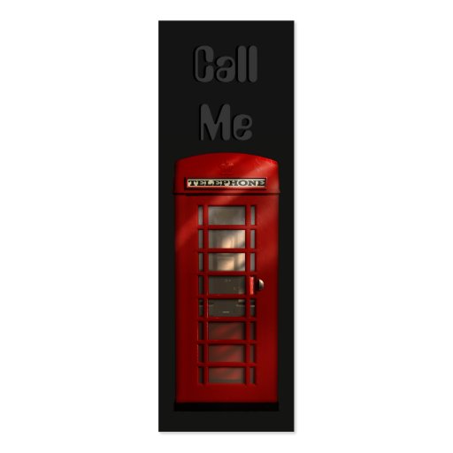 British Red Telephone Box Skinny Profile Cards Business Card Template (front side)