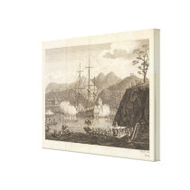 British Ships Firing at Tahiti Canvas Print