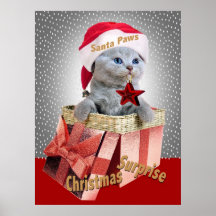 British Shorthair Santa Paws Print