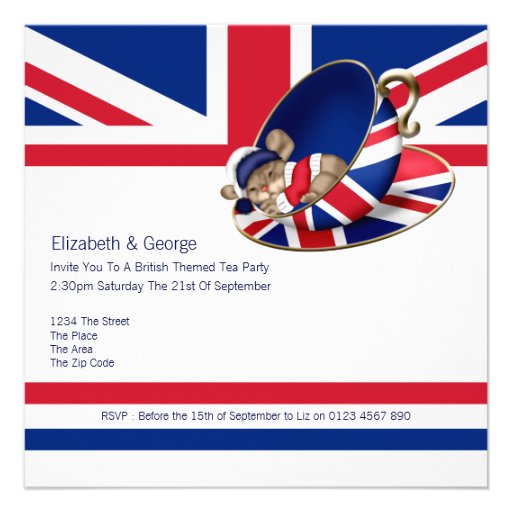 British Tea Party Personalized Invitation