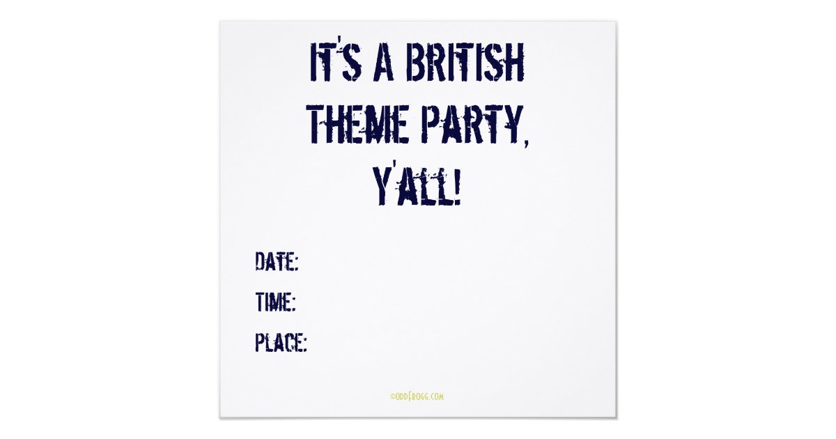 British Theme Party Invitation (Square) | Zazzle