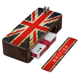 British Union Jack Custom Cribbage Board Walnut Cribbage Board