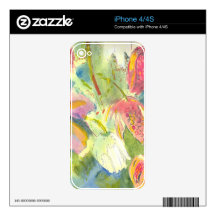 British Wild Flowers Painting Floral Design Skin For iPhone 4S