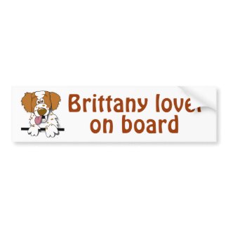 Brittany Spaniel Lover On Board Cartoon Dog Bumper Sticker
