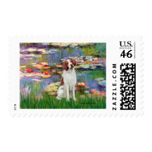 Brittany Spaniel 3 - Lilies 2 Stamp