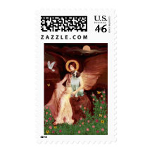 Brittany Spaniel 3 - Seated Angel Stamps