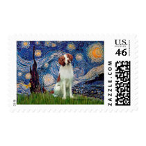 Brittany Spaniel 3 - Starry Night Postage Stamp