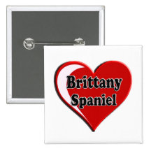 Brittany Spaniel on Heart for dog lovers Pinback Buttons