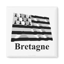 Brittany Waving Flag with Name in French magnets