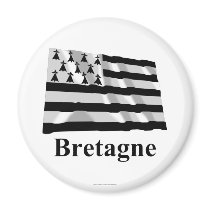 Brittany Waving Flag with Name in French magnets