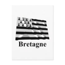 Brittany Waving Flag with Name in French Postcards