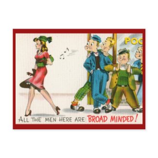 Broad Minded Men Vintage postcard
